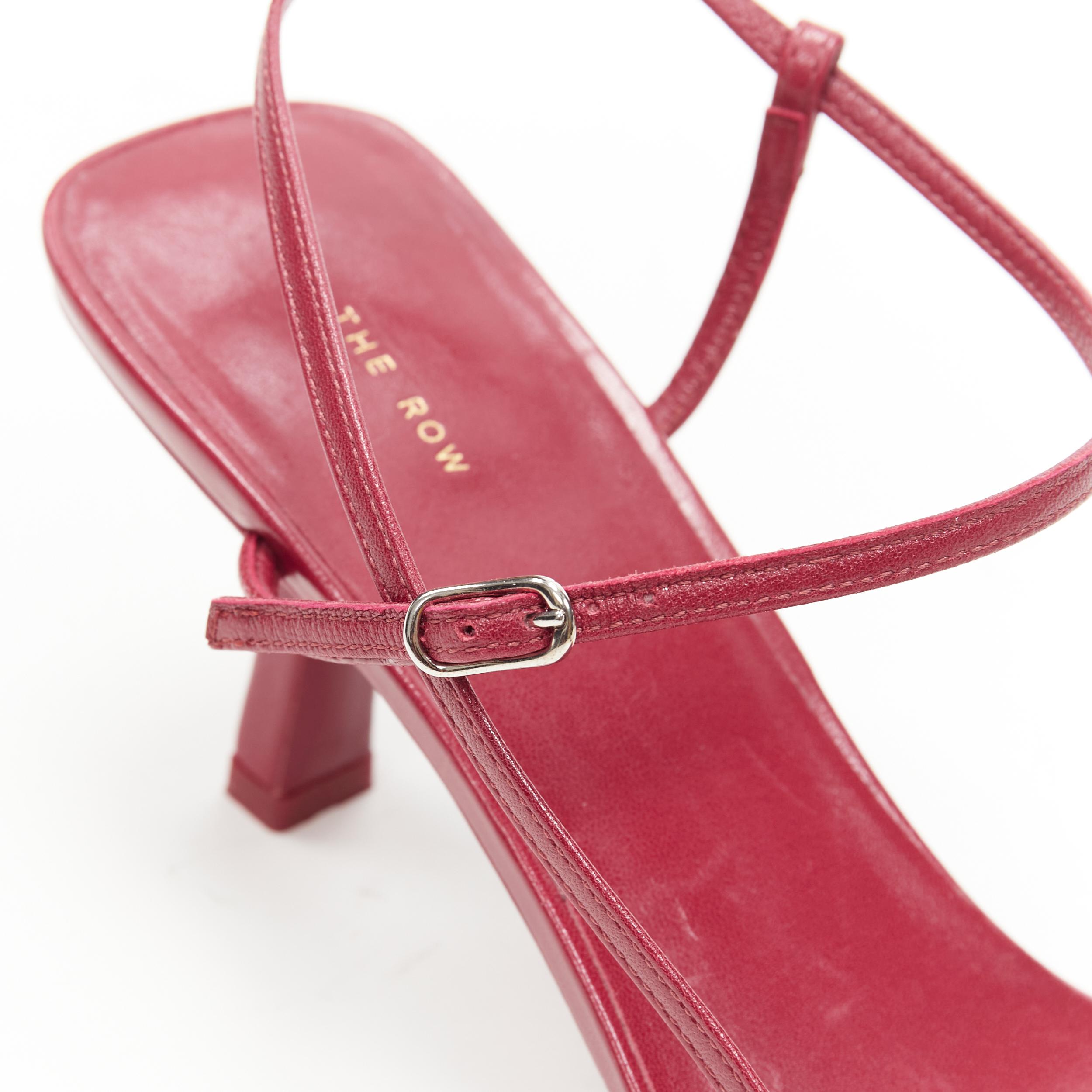 new THE ROW Bare 65 burgundy red minimalist sling mid heel sandals EU36.5 In New Condition In Hong Kong, NT