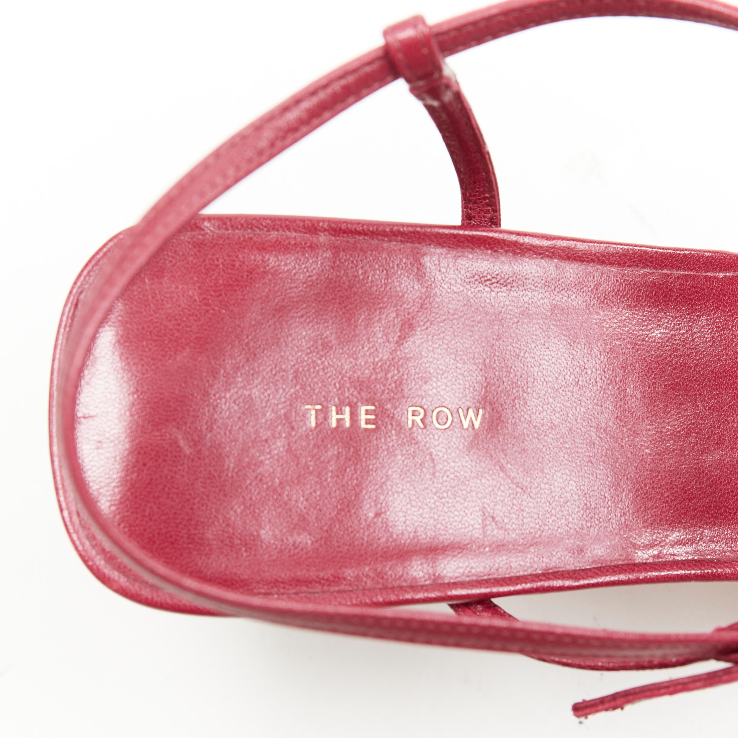 Women's new THE ROW Bare 65 burgundy red minimalist sling mid heel sandals EU36.5