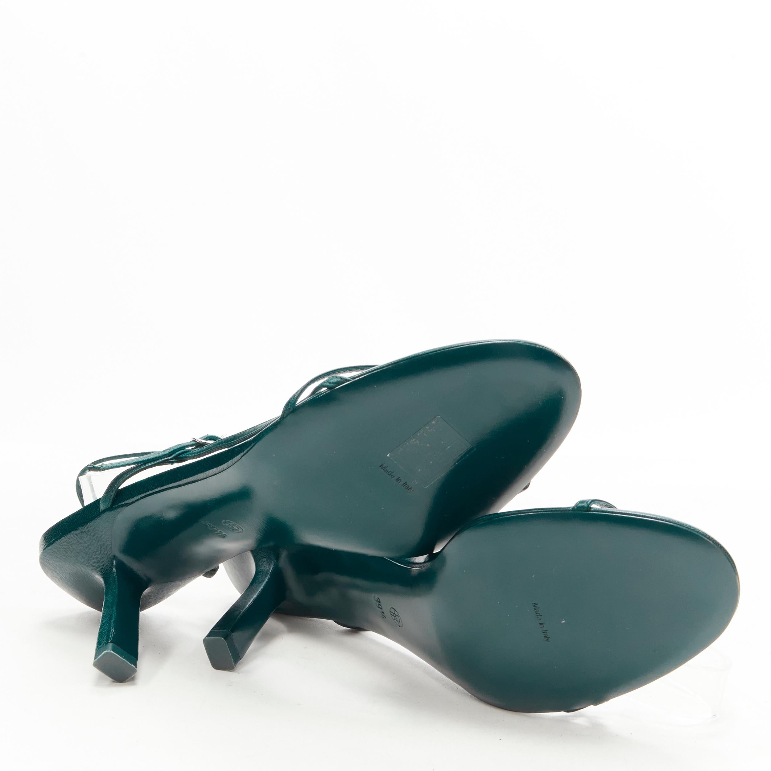 new THE ROW Bare 65 dark forest green minimalist strappy heel sandal EU39.5 3