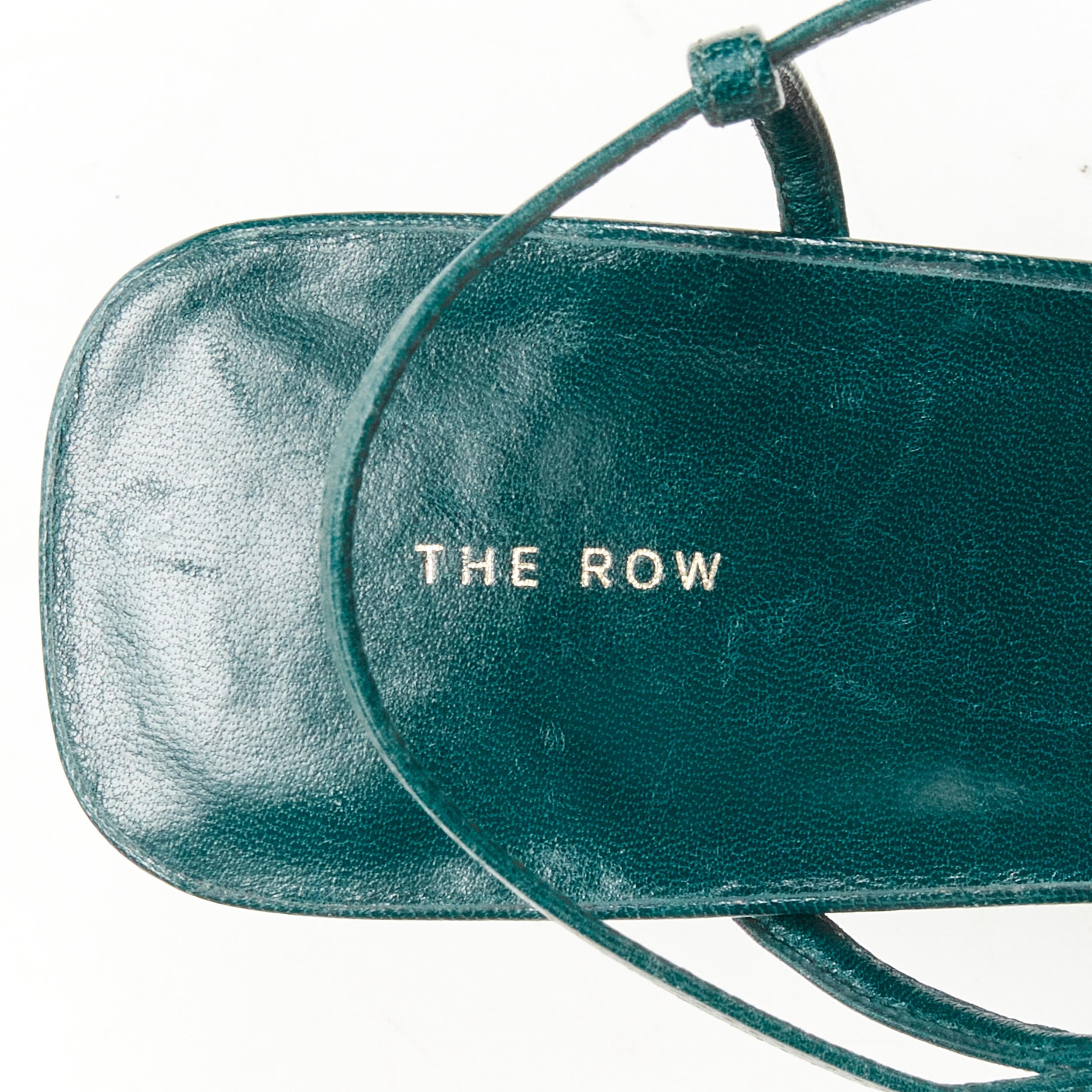 new THE ROW Bare 65 dark forest green minimalist strappy heel sandal EU39.5 1