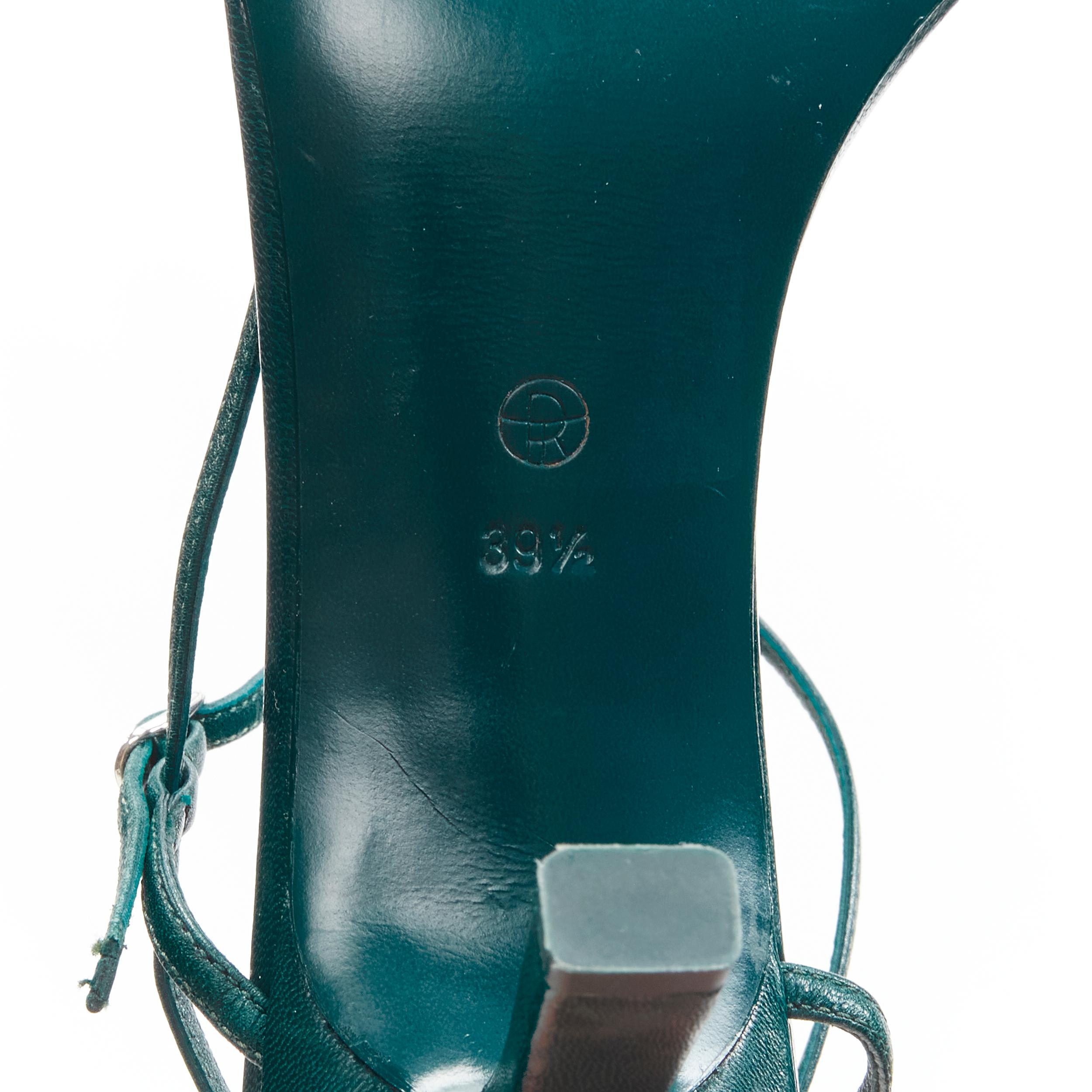 new THE ROW Bare 65 dark forest green minimalist strappy heel sandal EU39.5 2