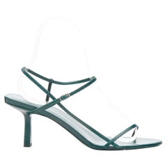 new THE ROW Bare 65 dark forest green minimalist strappy heel sandal EU39.5