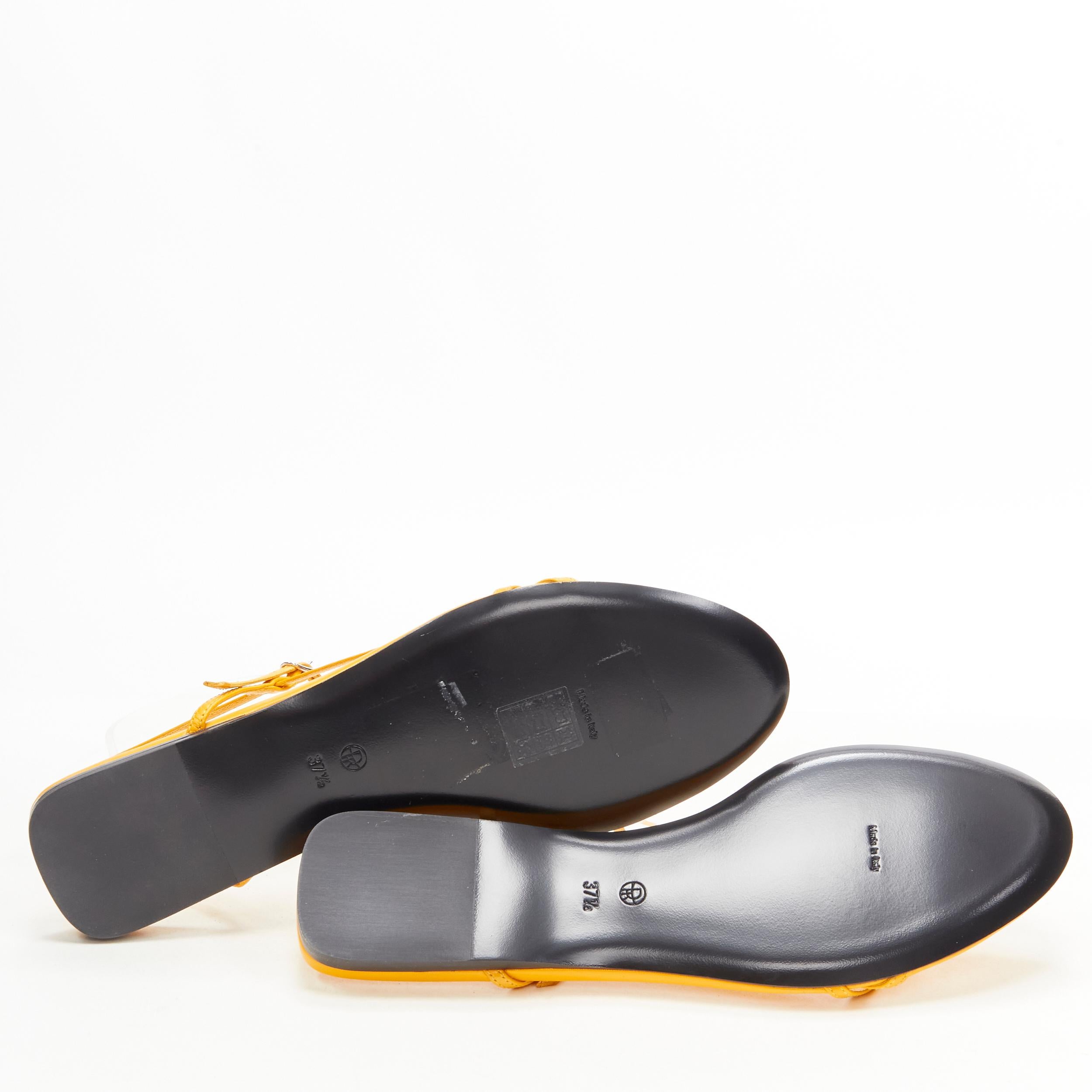 new THE ROW Bare Flat Sandal  mustard yellow kid leather minimal slides EU37.5 4