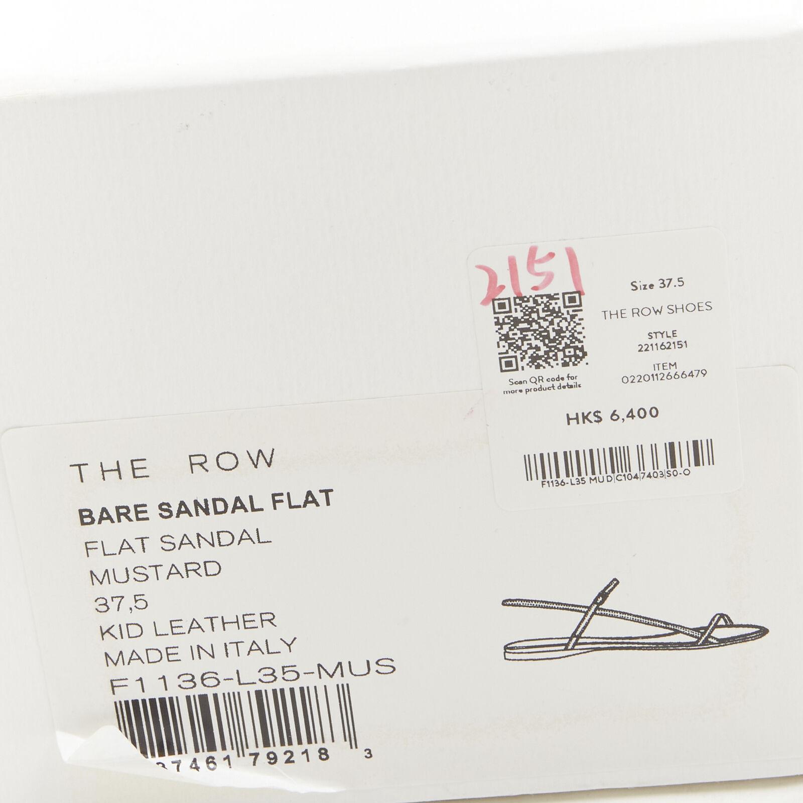 new THE ROW Bare Flat Sandal  mustard yellow kid leather minimal slides EU37.5 8