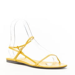 new THE ROW Bare Flat Sandal  mustard yellow kid leather minimal slides EU37.5
