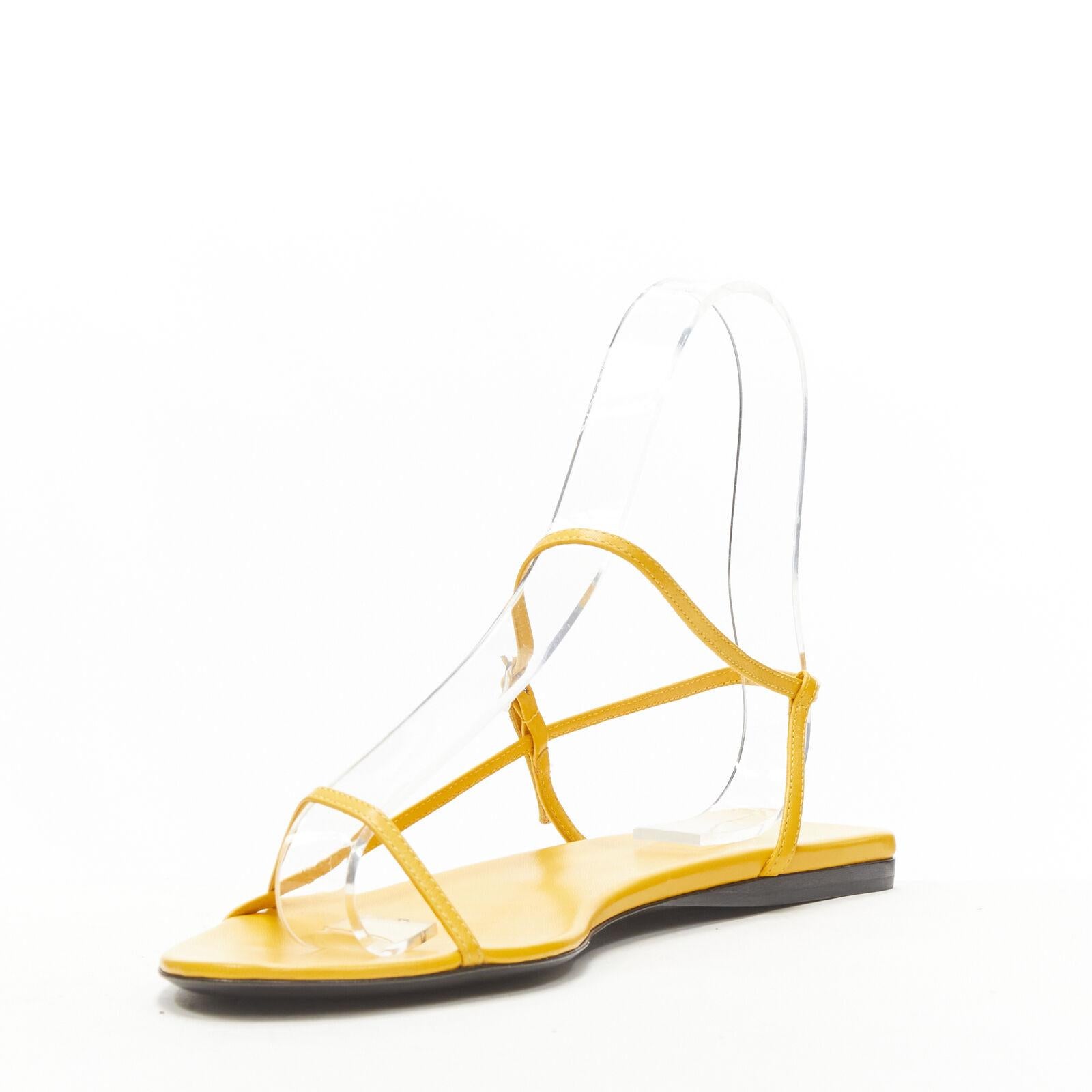 Women's new THE ROW Bare Flat Sandal  mustard yellow kid leather minimal slides EU37.5