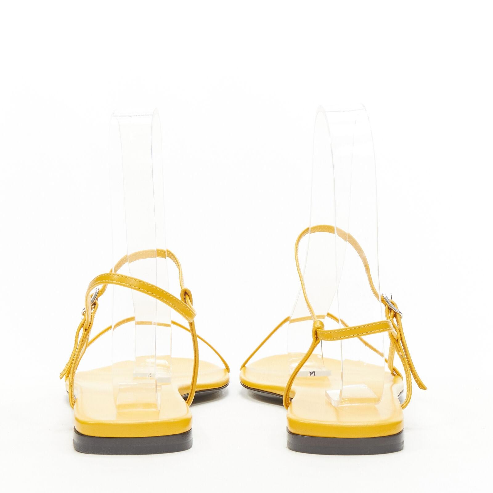 new THE ROW Bare Flat Sandal  mustard yellow kid leather minimal slides EU37.5 1