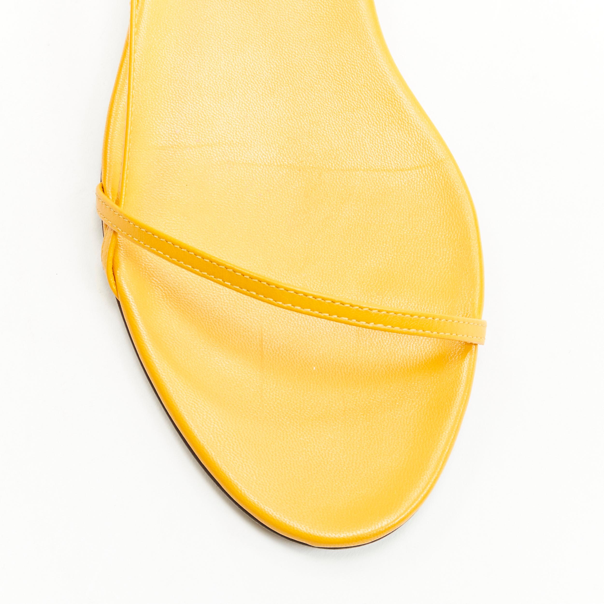 new THE ROW Bare Flat Sandal  mustard yellow kid leather minimal slides EU37.5 In New Condition In Hong Kong, NT