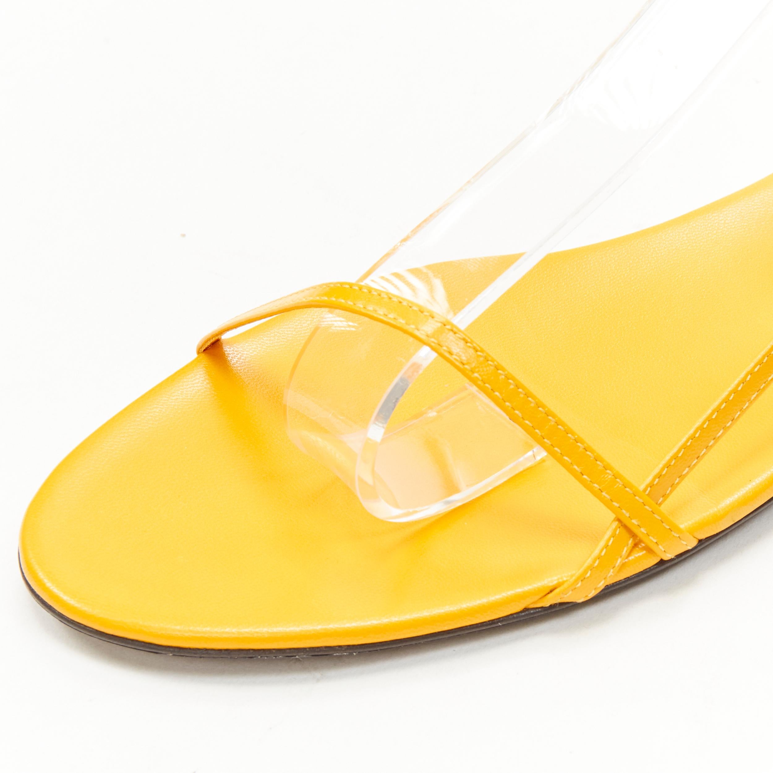 Women's new THE ROW Bare Flat Sandal  mustard yellow kid leather minimal slides EU37.5