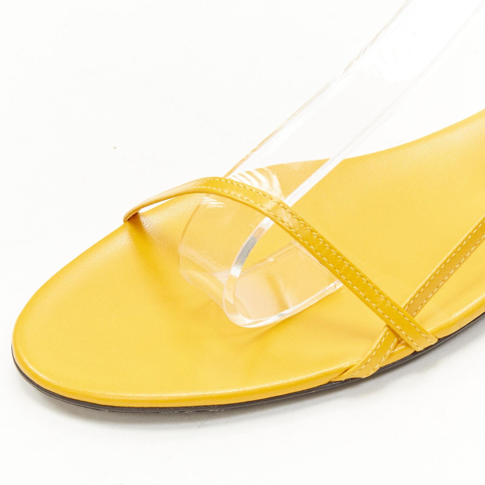 new THE ROW Bare Flat Sandal  mustard yellow kid leather minimal slides EU37.5 3
