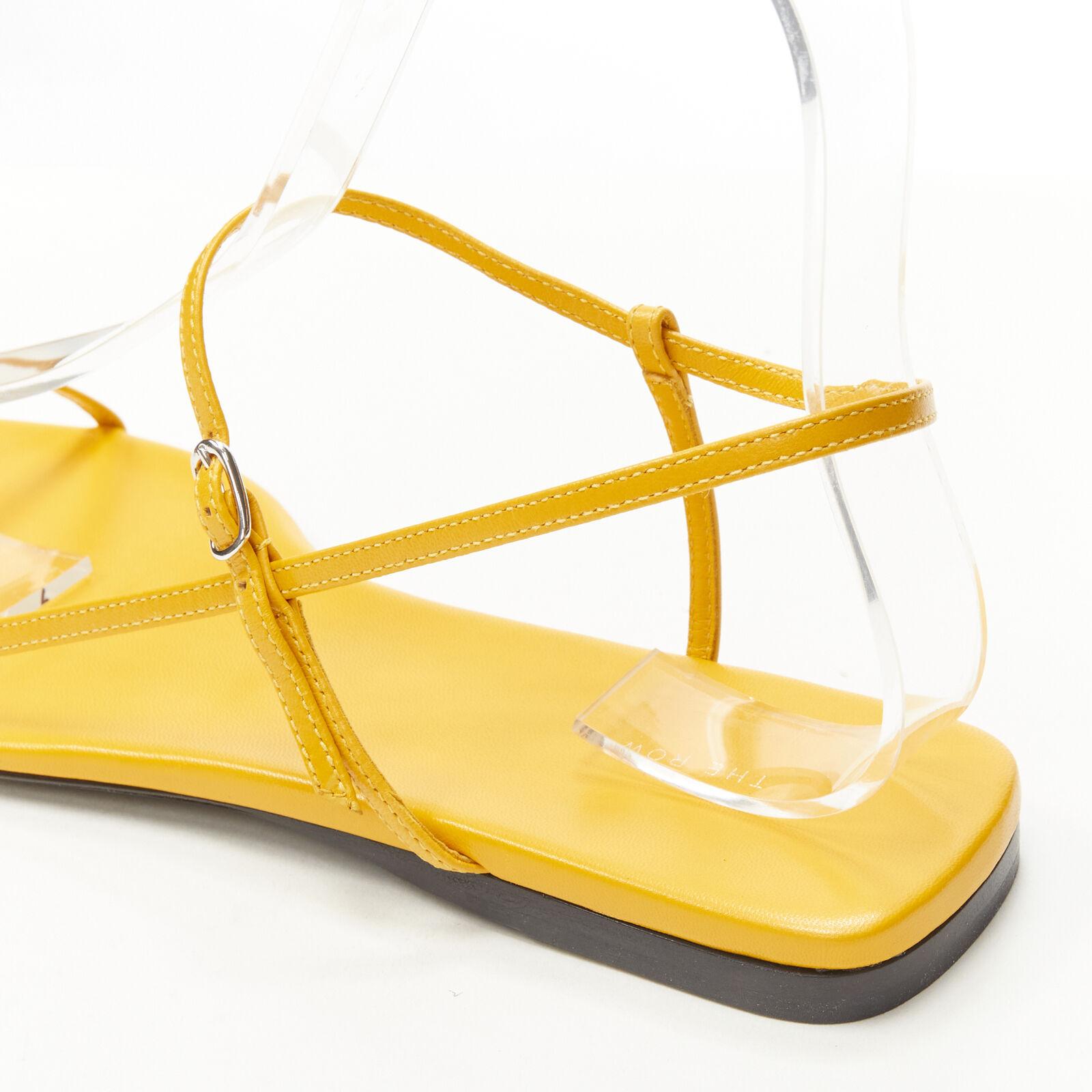 new THE ROW Bare Flat Sandal  mustard yellow kid leather minimal slides EU37.5 4