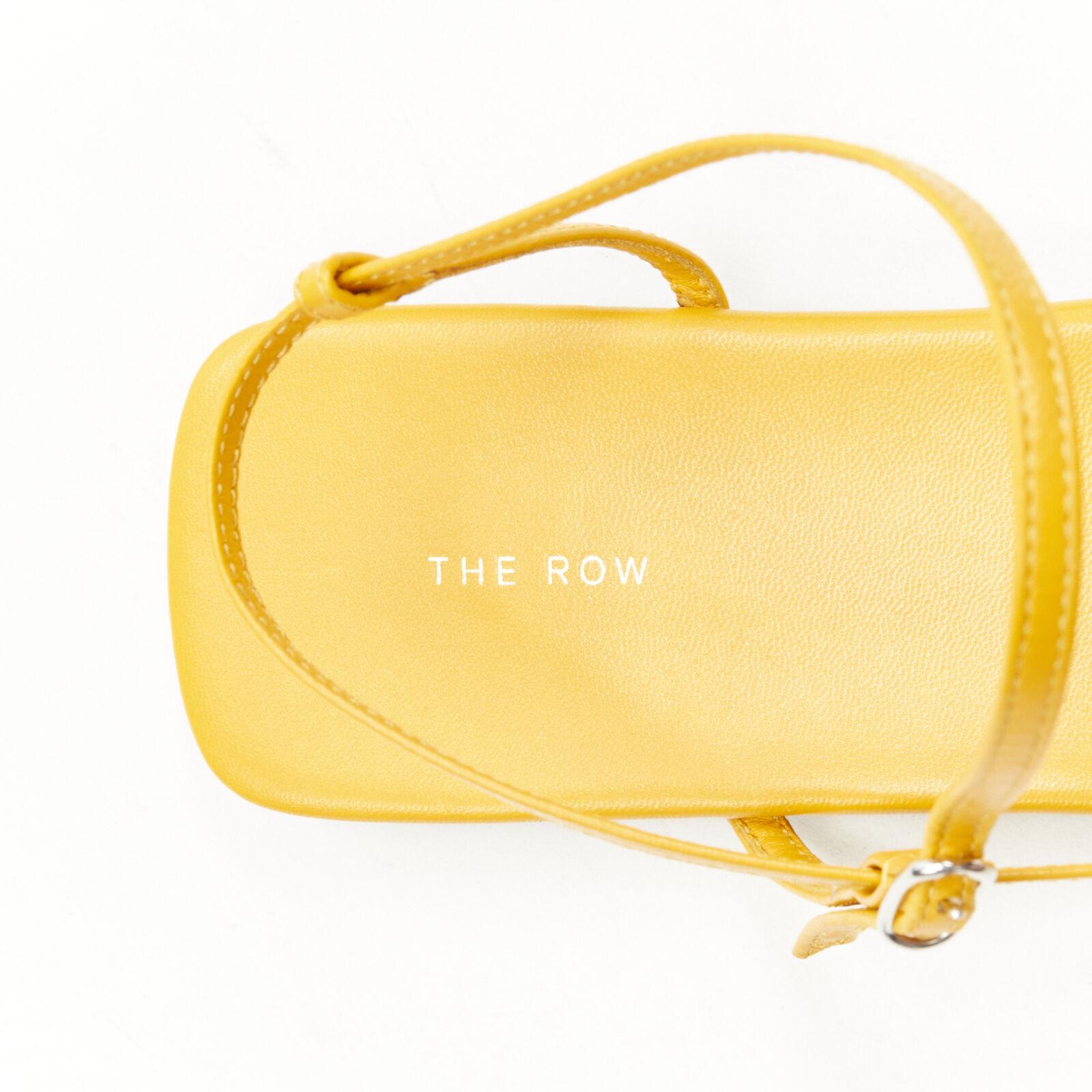 new THE ROW Bare Flat Sandal  mustard yellow kid leather minimal slides EU37.5 5