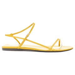 new THE ROW Bare Flat Sandal  mustard yellow kid leather minimal slides EU37.5