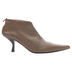 new THE ROW Bourgeoise Stretch taupe leather pointy curved heel bootie EU35.5