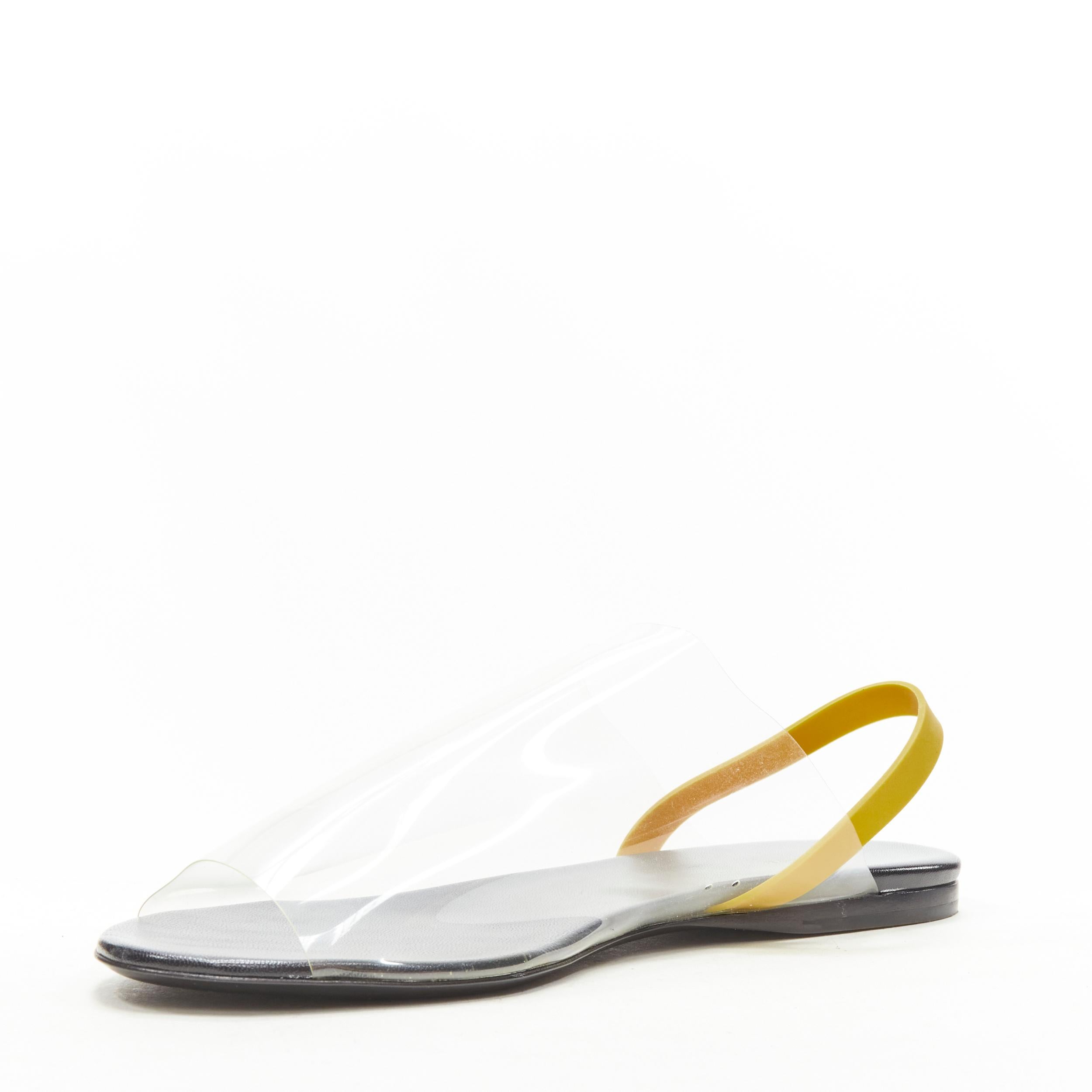 Women's new THE ROW Clear PVC open toe yellow rubber slingback flat sandal EU36.5