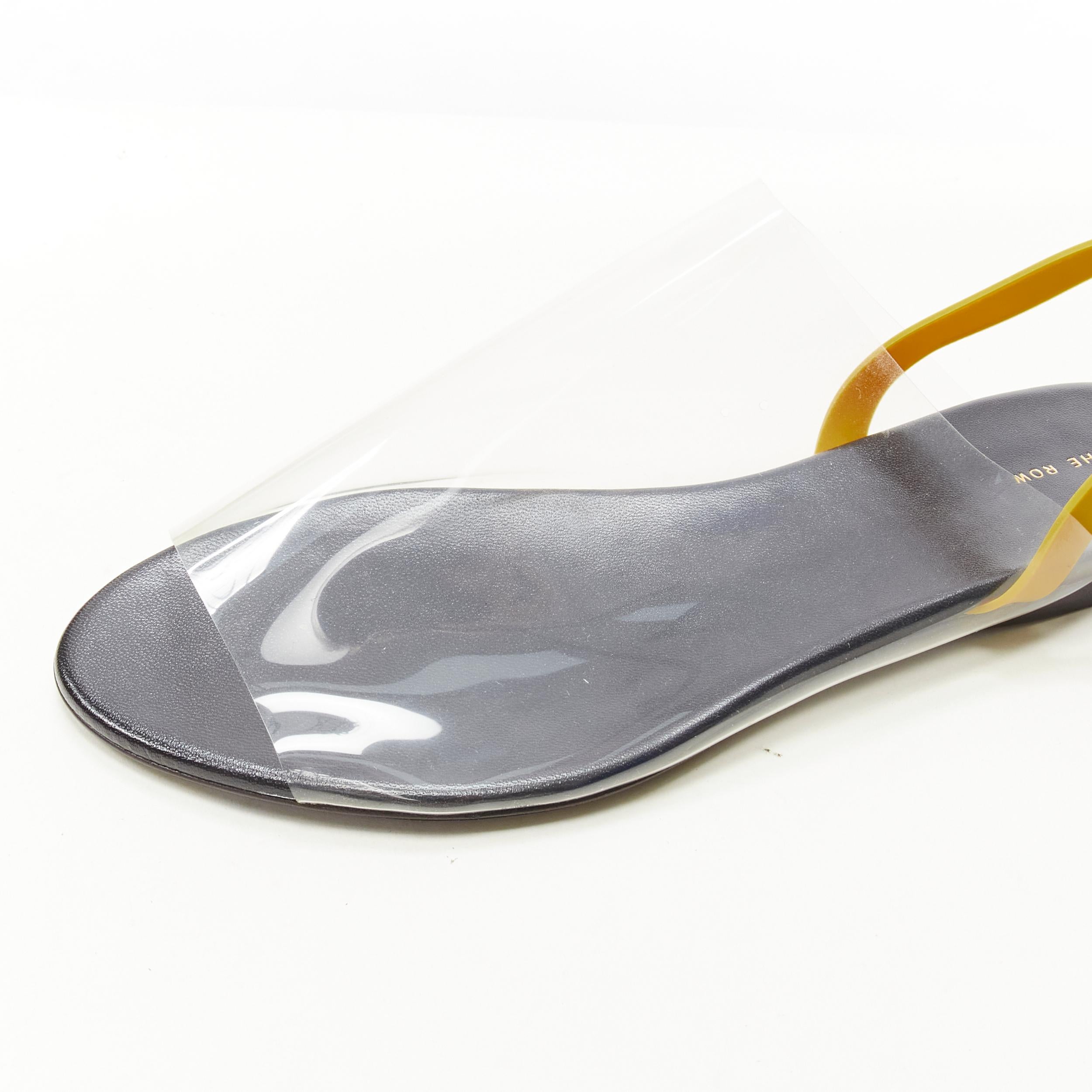 new THE ROW Clear PVC open toe yellow rubber slingback flat sandal EU36.5 3