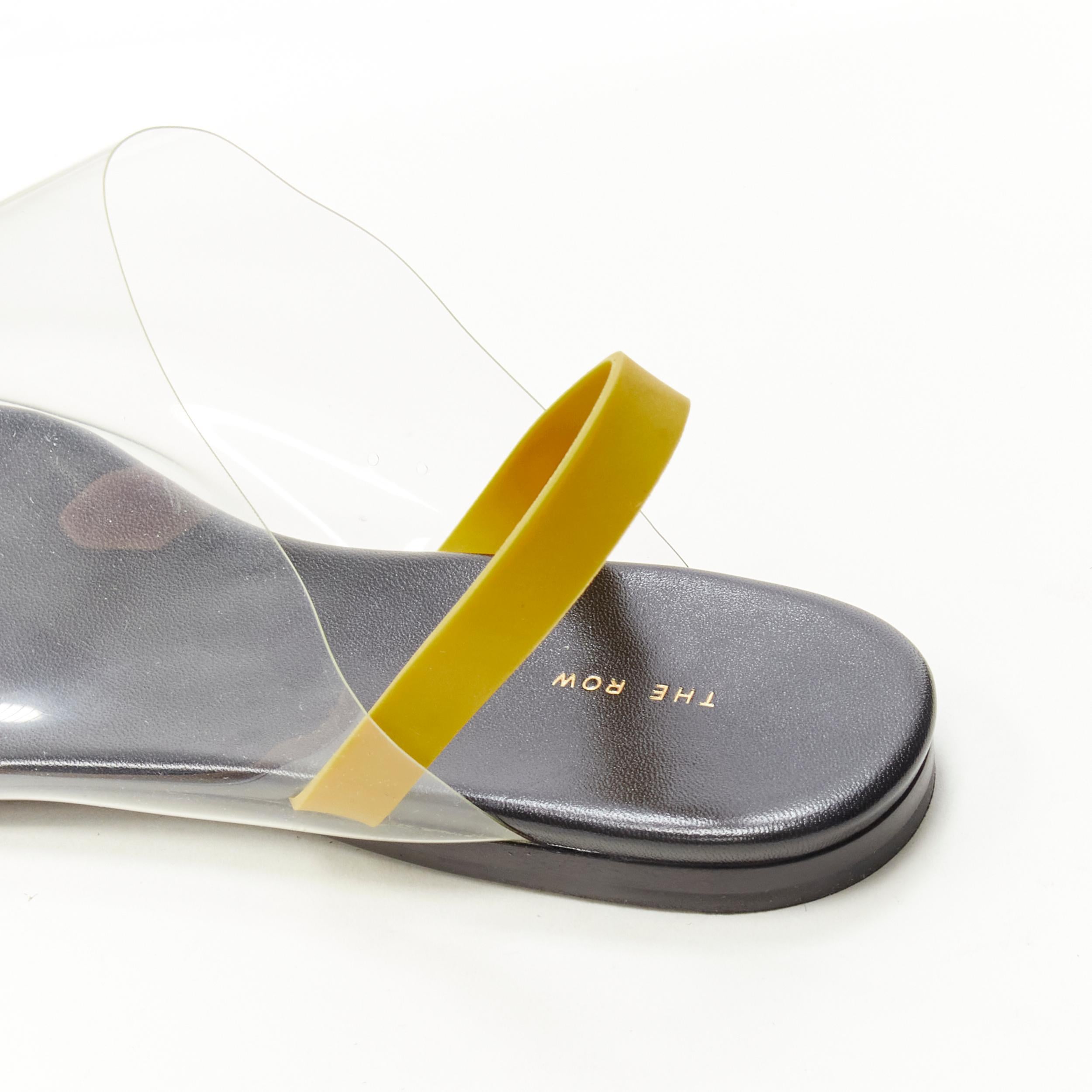new THE ROW Clear PVC open toe yellow rubber slingback flat sandal EU36.5 4