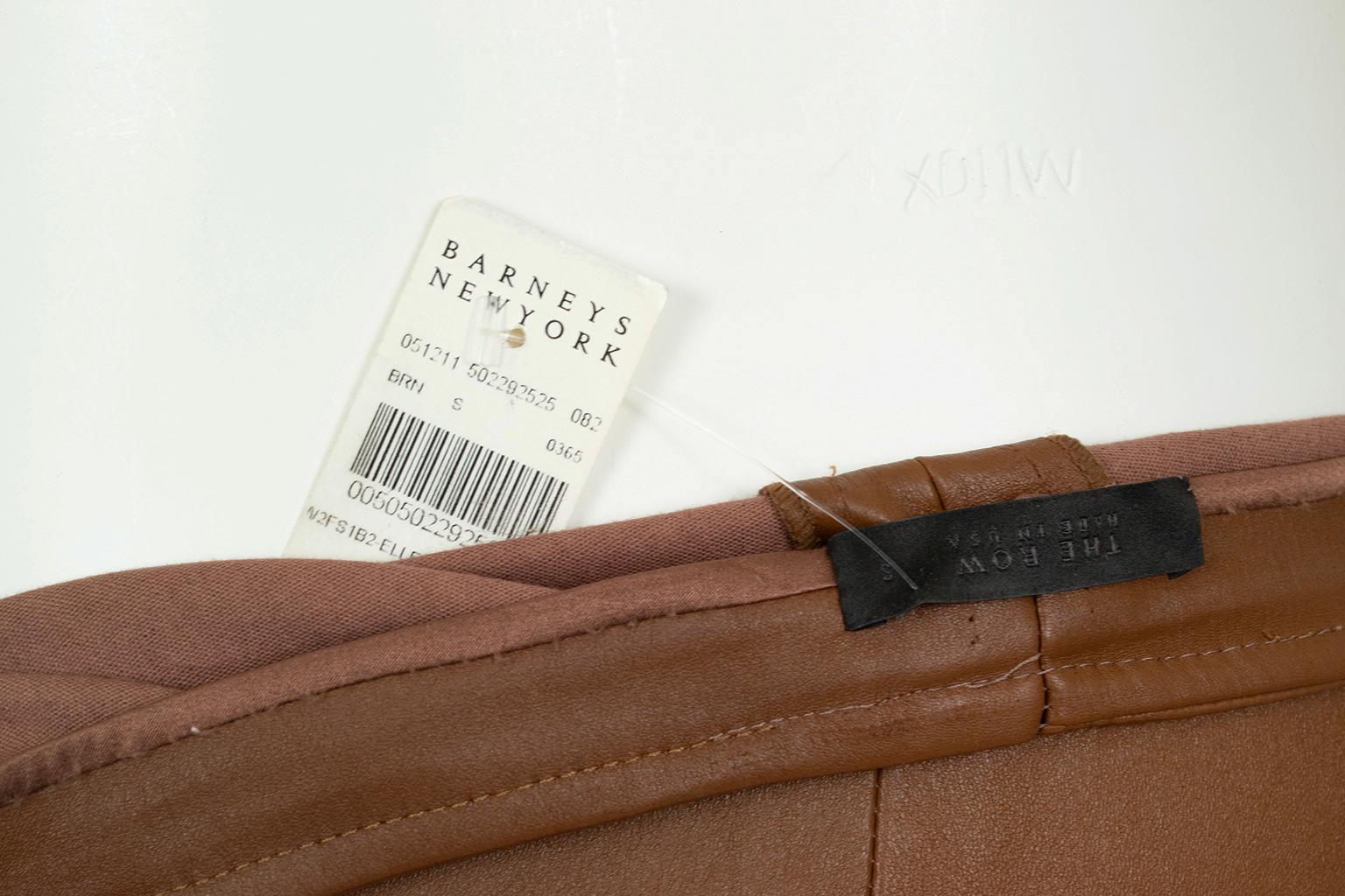 Nuovo The Row Ellerton Brown Leather Ankle Zip Stretch Moto Leggings - XS-S, 2011 in vendita 7