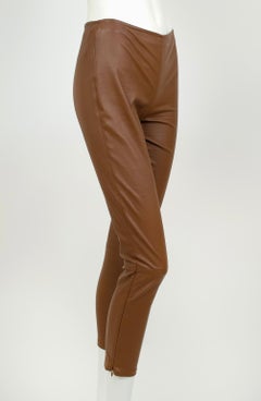 New The Row Ellerton Brown Leather Ankle Zip Stretch Moto Leggings – XS-S, 2011