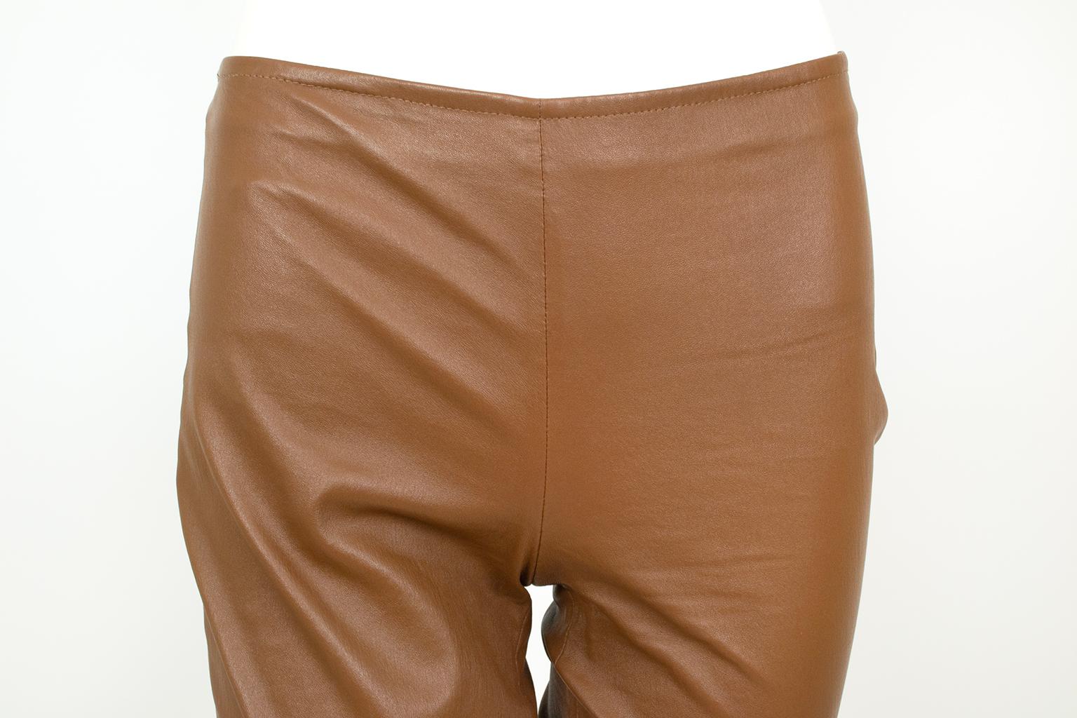 New The Row Ellerton Brown Leather Ankle Zip Stretch Moto Leggings – XS-S, 2011 For Sale 2