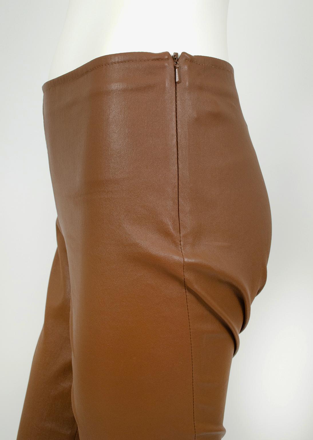 Nuovo The Row Ellerton Brown Leather Ankle Zip Stretch Moto Leggings - XS-S, 2011 in vendita 3