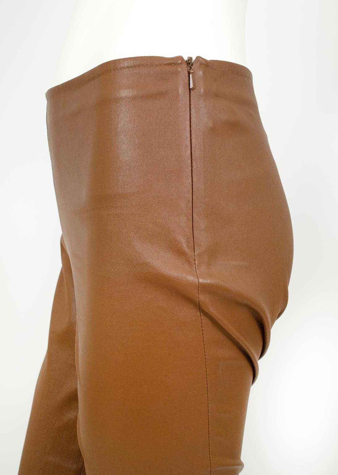 New The Row Ellerton Brown Leather Ankle Zip Stretch Moto Leggings – XS-S, 2011 For Sale 4