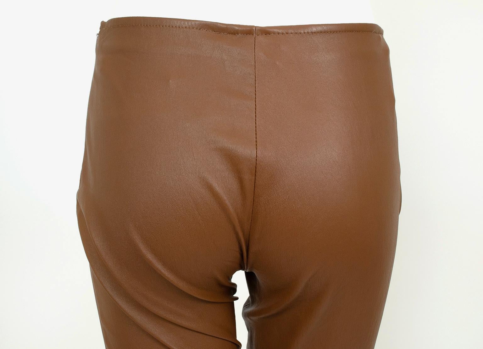 Nuovo The Row Ellerton Brown Leather Ankle Zip Stretch Moto Leggings - XS-S, 2011 in vendita 4