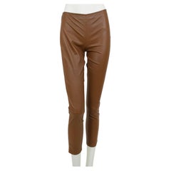 New The Row Ellerton Brown Leather Ankle Zip Stretch Moto Leggings – XS-S, 2011