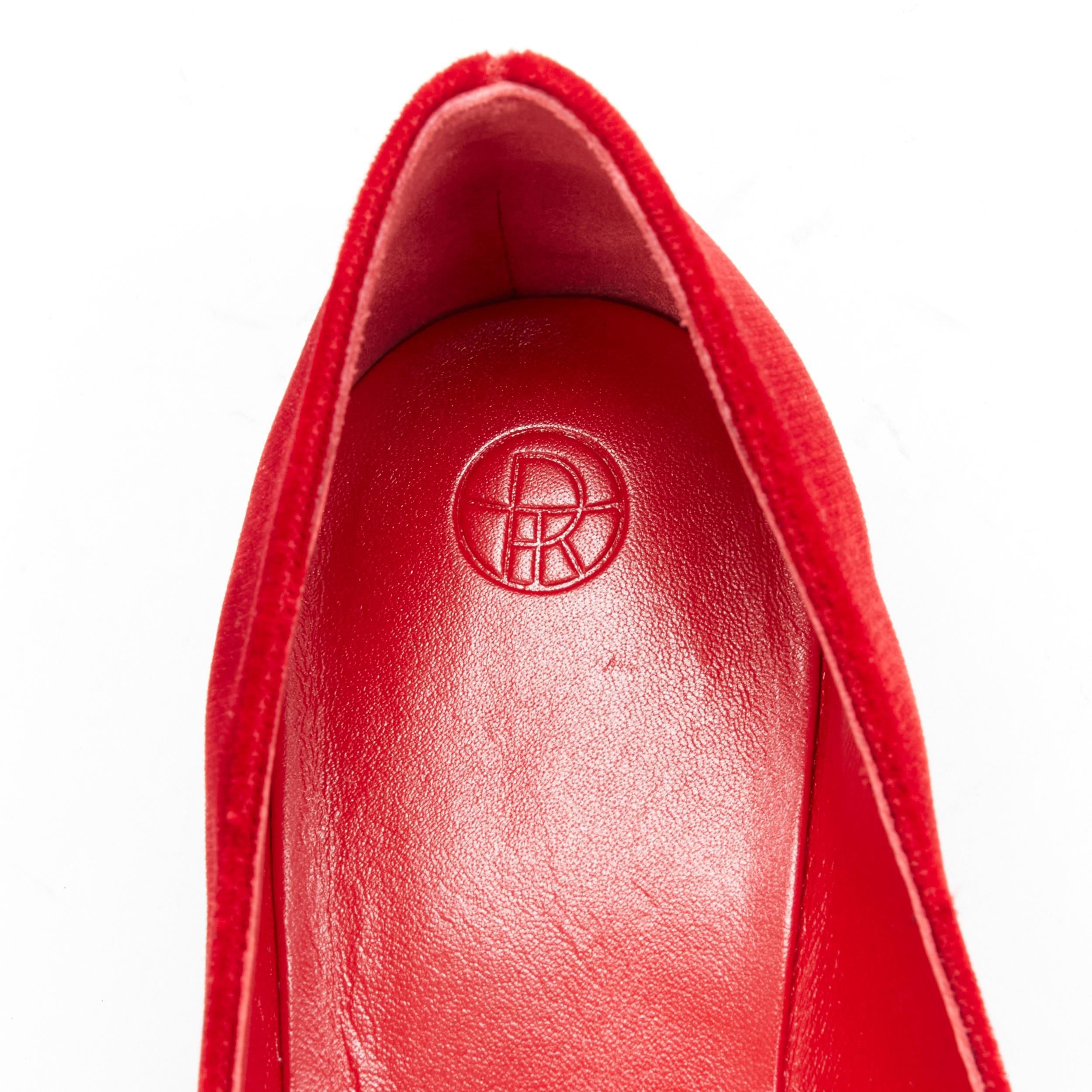 new THE ROW ELodie red velvet wrap bow tie almond toe flats EU38 2