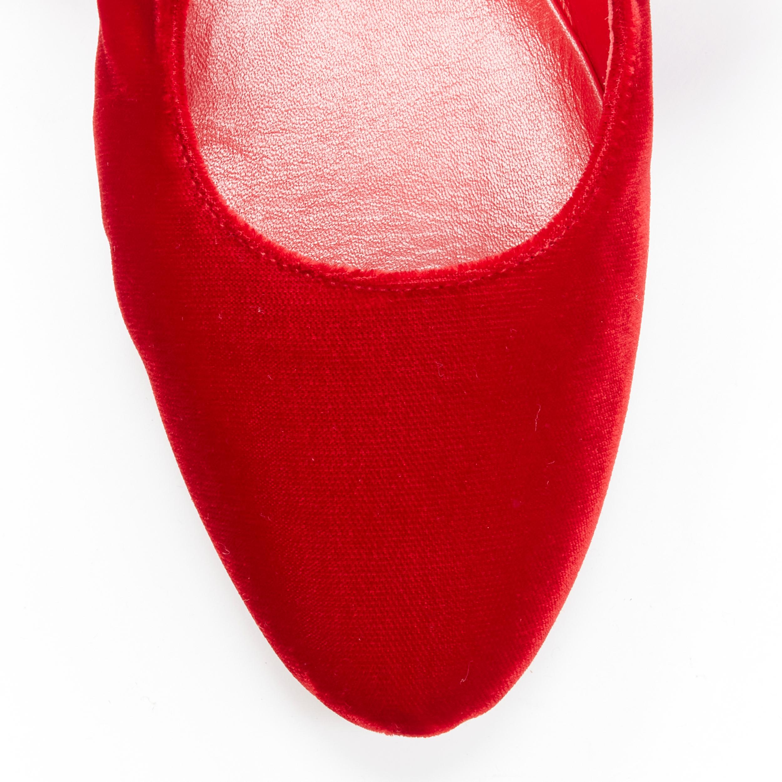 Red new THE ROW ELodie red velvet wrap bow tie almond toe flats EU38 For Sale