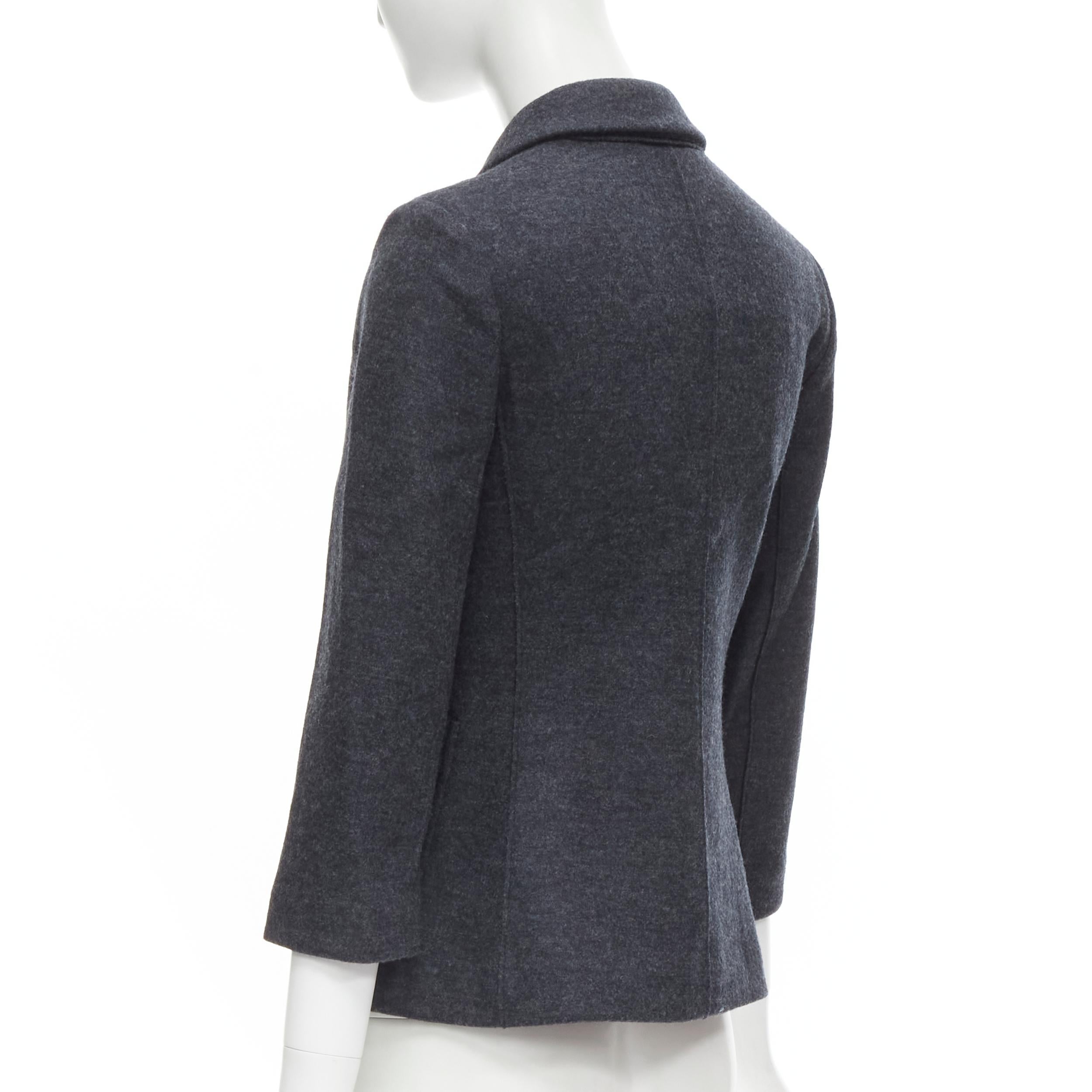 new THE ROW Haven dark charcoal grey virgin wool 3/4 sleeve short blazer US2 XS In New Condition In Hong Kong, NT