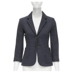 new THE ROW Haven dark charcoal grey virgin wool 3/4 sleeve short blazer US2 XS