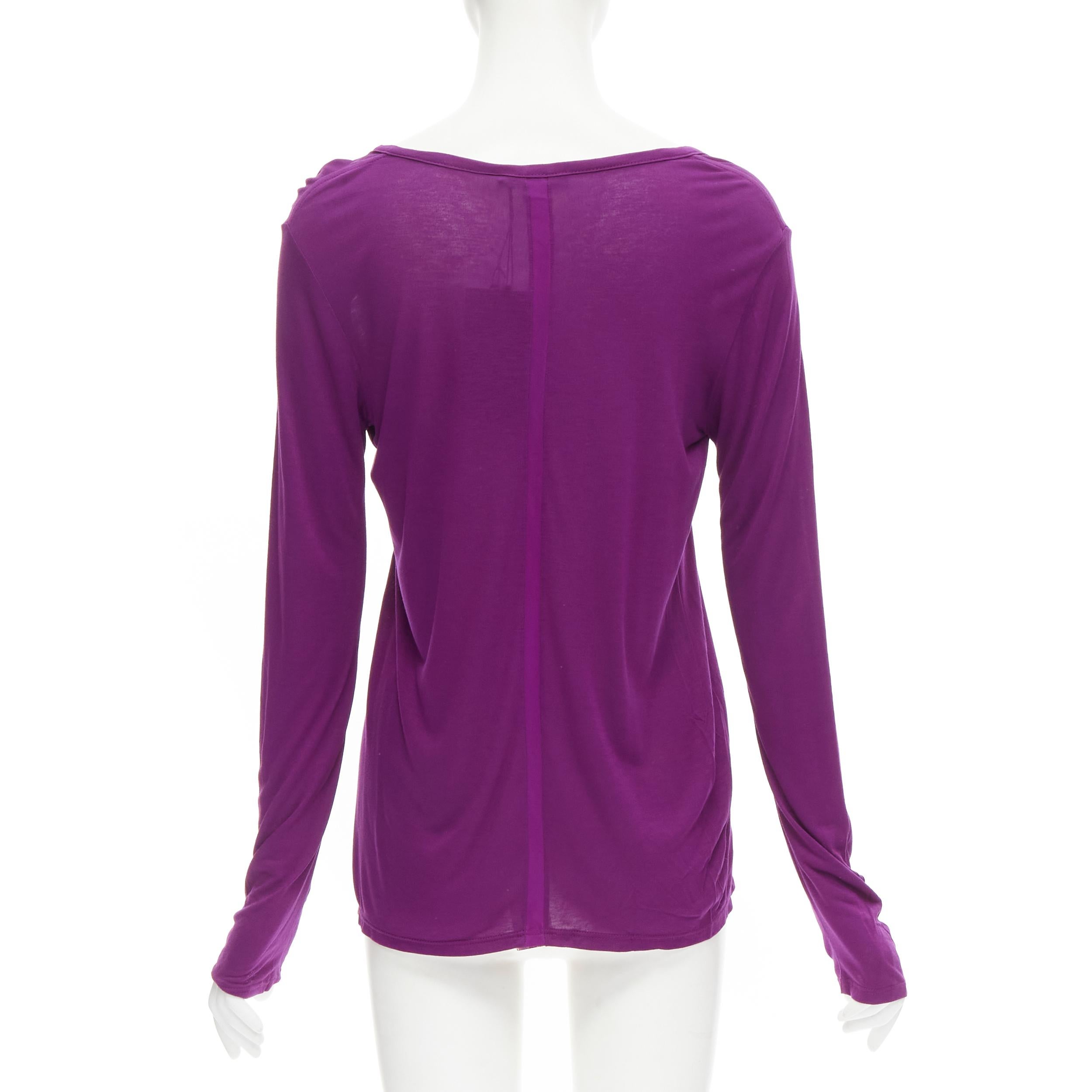 Purple new THE ROW Hazelton 100% viscose purple scoop neck long sleeve tshirt S For Sale