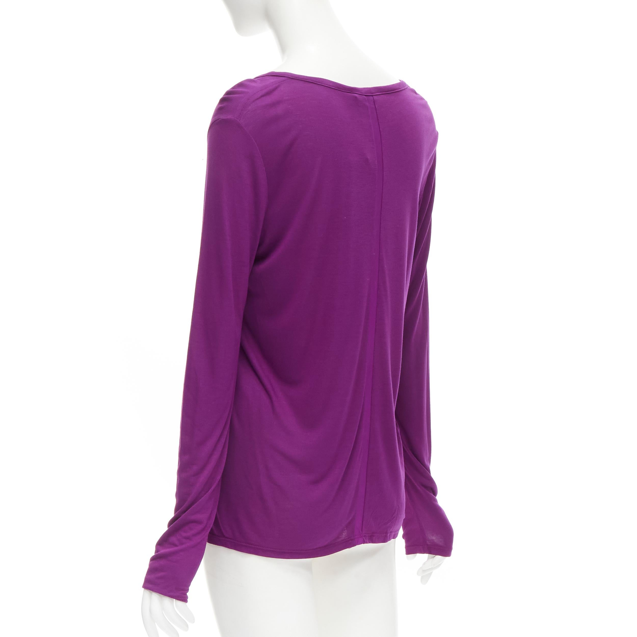 new THE ROW Hazelton 100% viscose purple scoop neck long sleeve tshirt S en vente 1