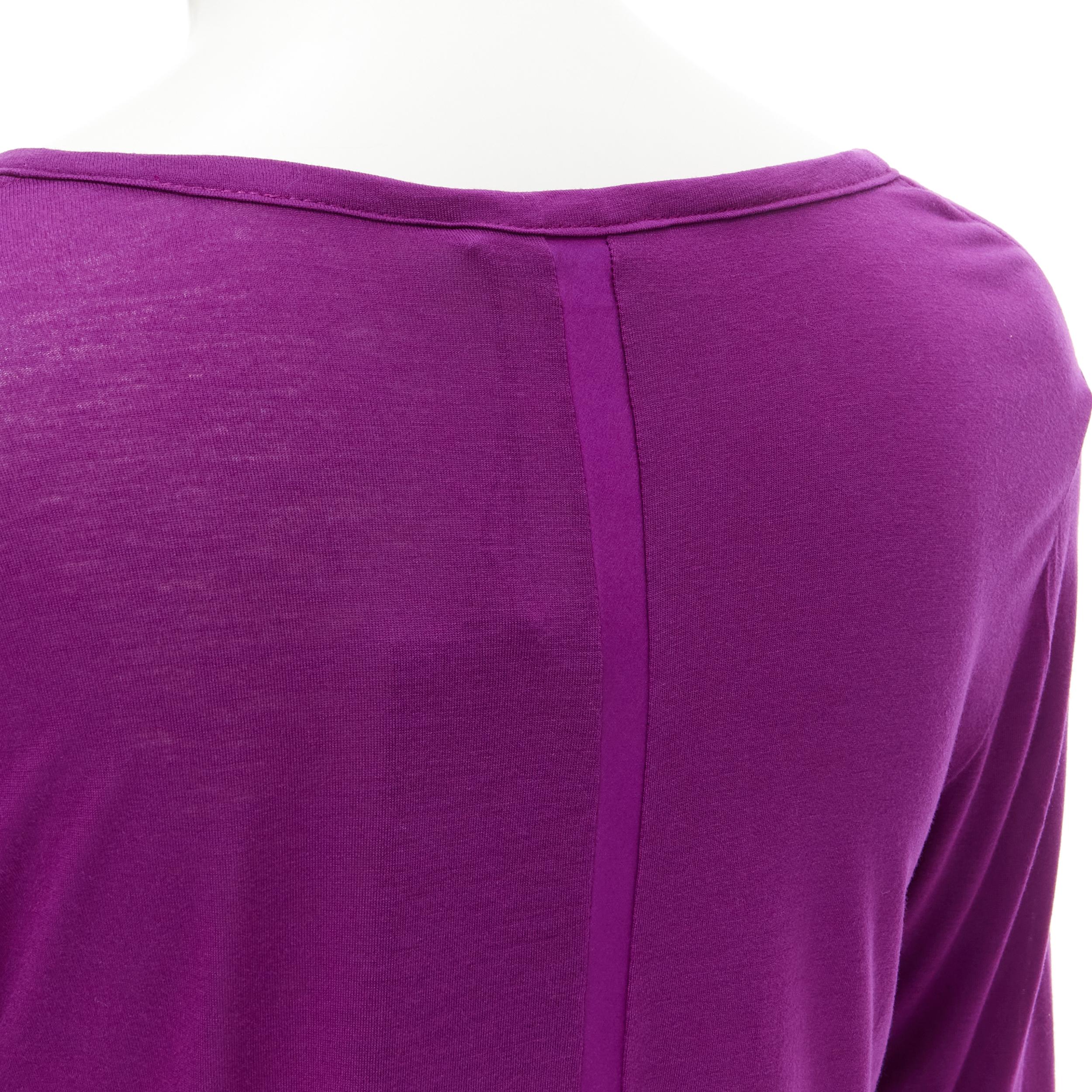 Women's new THE ROW Hazelton 100% viscose purple scoop neck long sleeve tshirt S For Sale