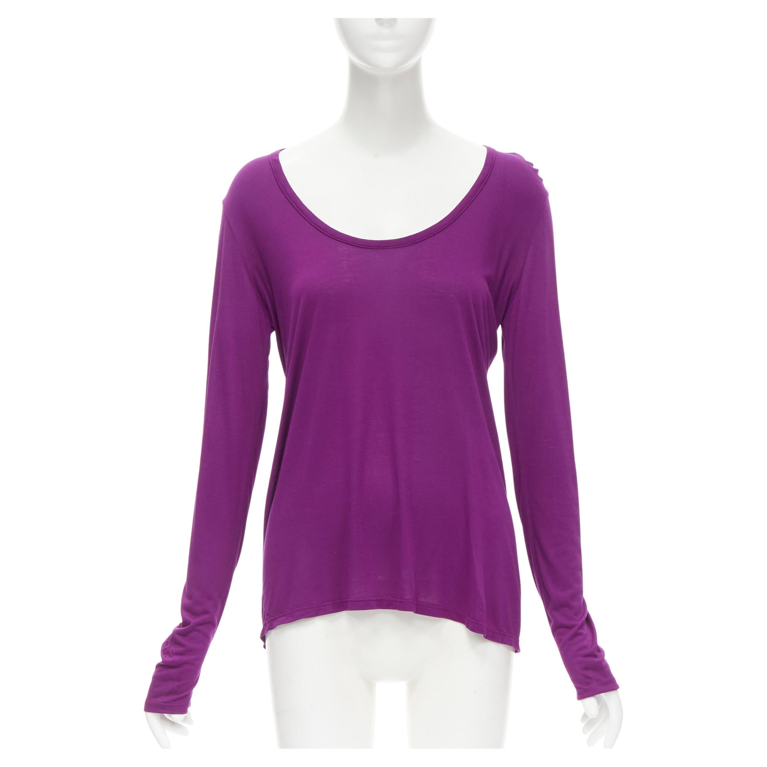 new THE ROW Hazelton 100% viscose purple scoop neck long sleeve tshirt S