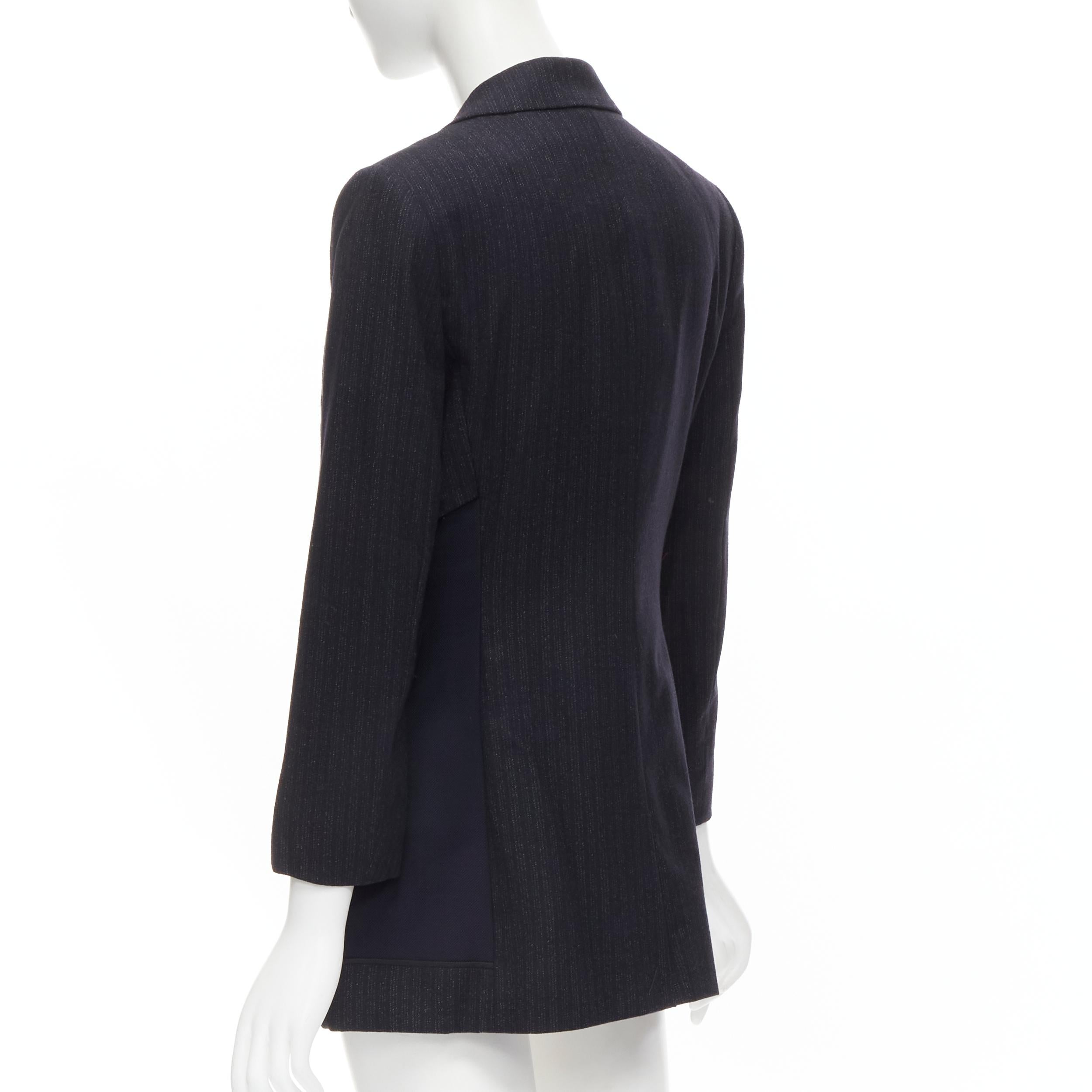 new THE ROW Neril dark navy pinstriped layered flap front blazer jacket US2 In New Condition In Hong Kong, NT