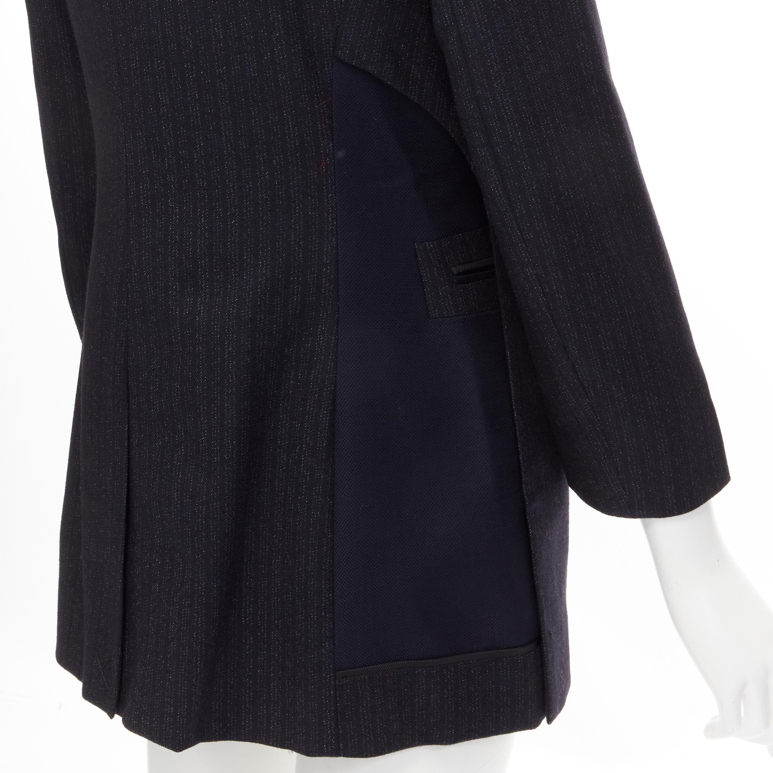 new THE ROW Neril dark navy pinstriped layered flap front blazer jacket US2 2