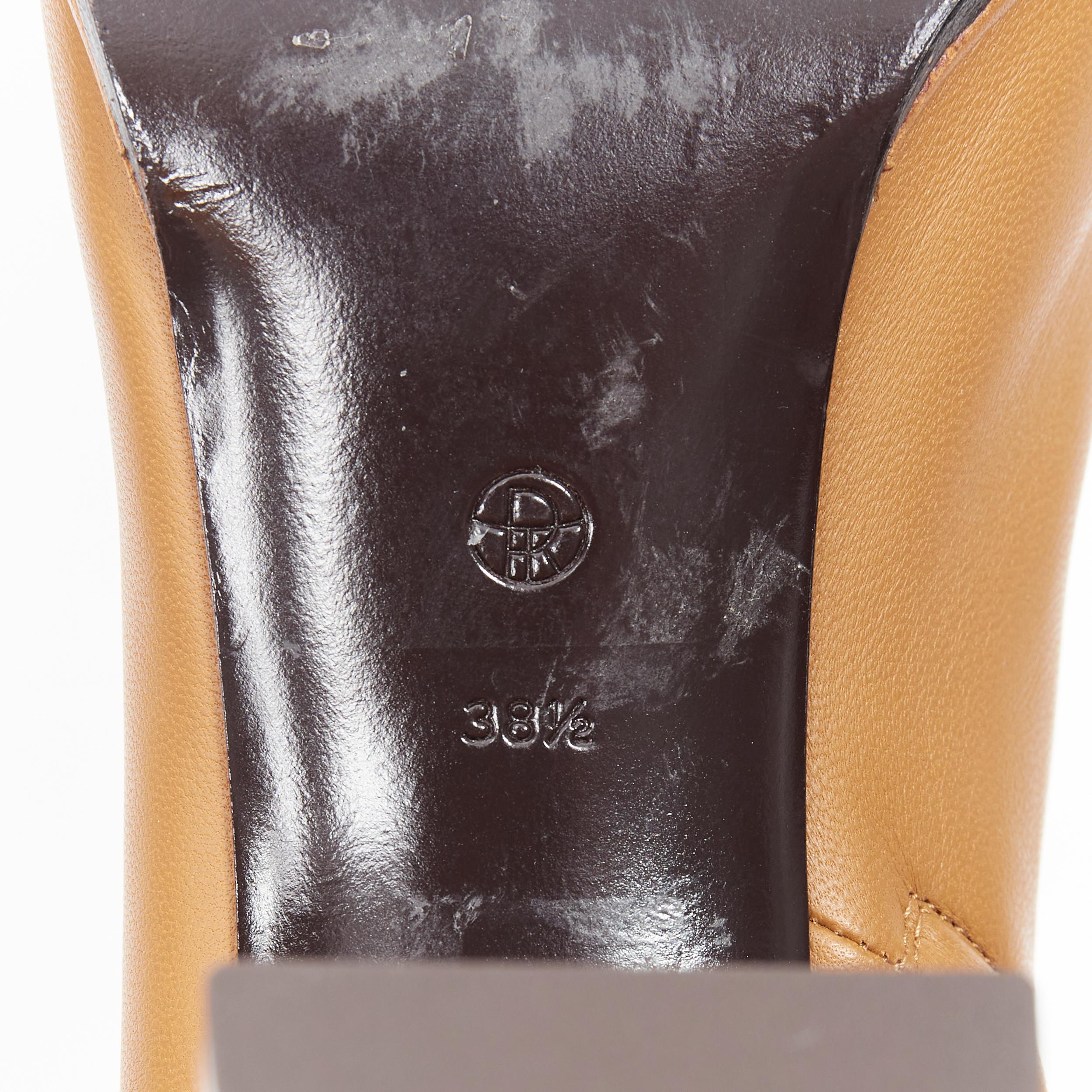 new THE ROW Teatime Zip tan brown leather round toe block heel boots EU38.5 2