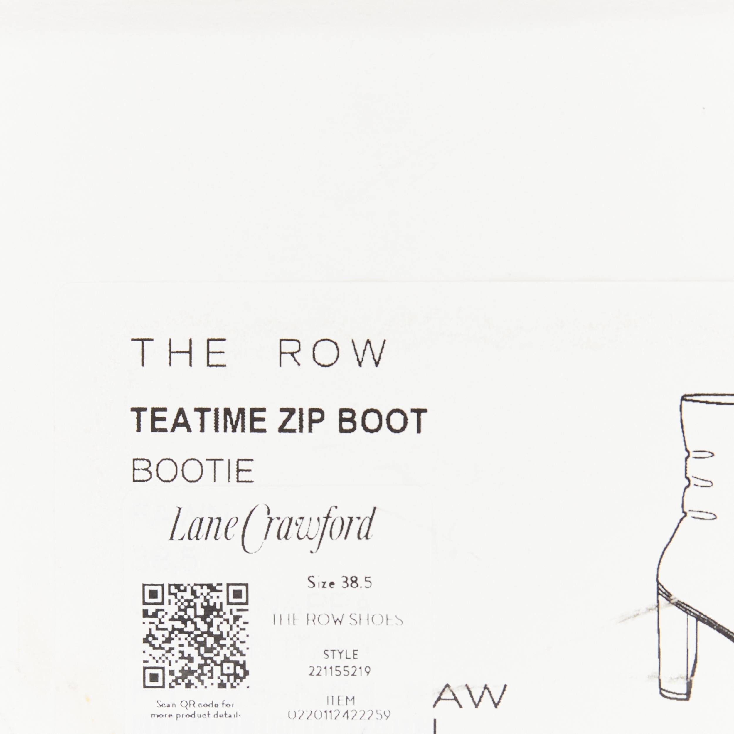 new THE ROW Teatime Zip tan brown leather round toe block heel boots EU38.5 3