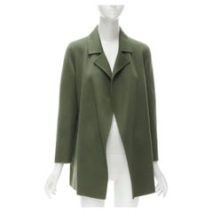 new THEORY military green wool cashmere blend soft draped collar unlined coat S