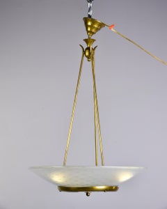 New Three Light Vecchio Chandelier in Brass with Murano Bubble Glass Shade