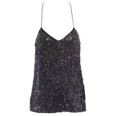 new TIBI black matte sequins embellished silk cami tank top US6 UK10 IT42 FR38 M