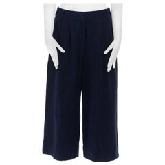 new TIBI New York 100% cotton many blue pleated from wide leg cropped pants US4