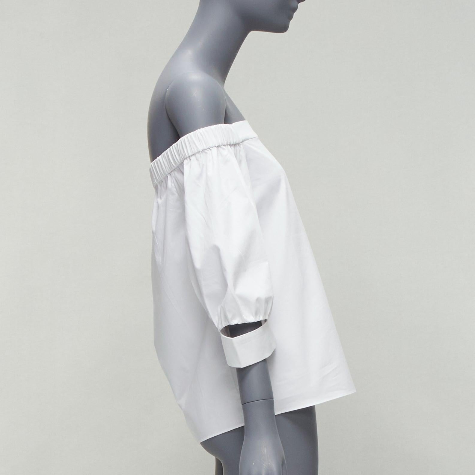 new TIBI white 100% cotton off shoulder detached sleeve top US0 XS In New Condition For Sale In Hong Kong, NT