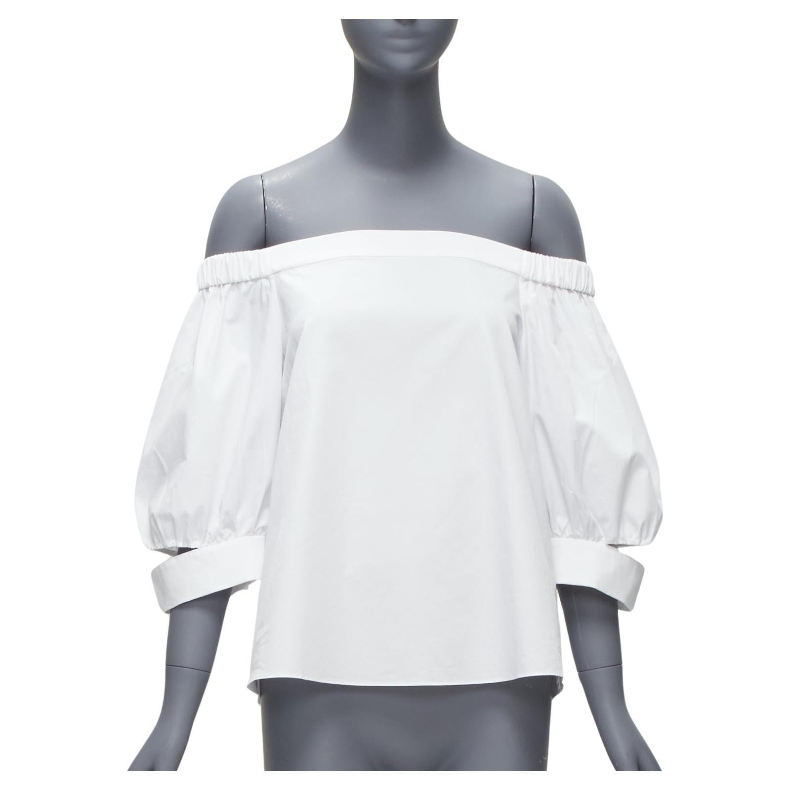 new TIBI white 100% cotton off shoulder detached sleeve top US0 XS For Sale