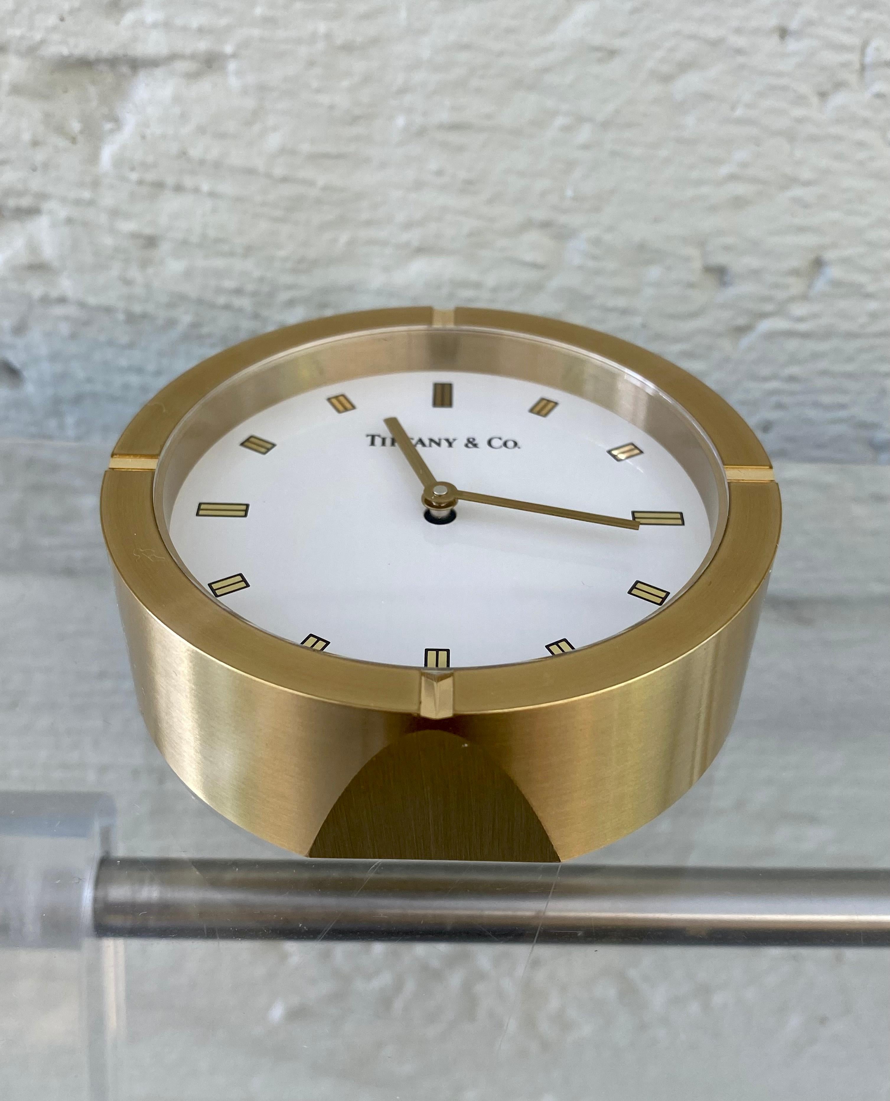 New Tiffany & Co Brass Swiss Made Desk Clock 1