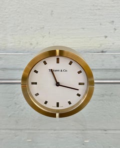 New Tiffany & Co Brass Swiss Made Desk Clock