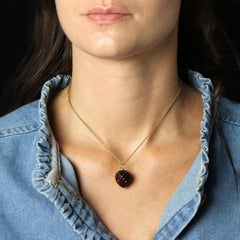 New Tiger Eye 18 Karat Yellow Gold Pine Cone Pendant