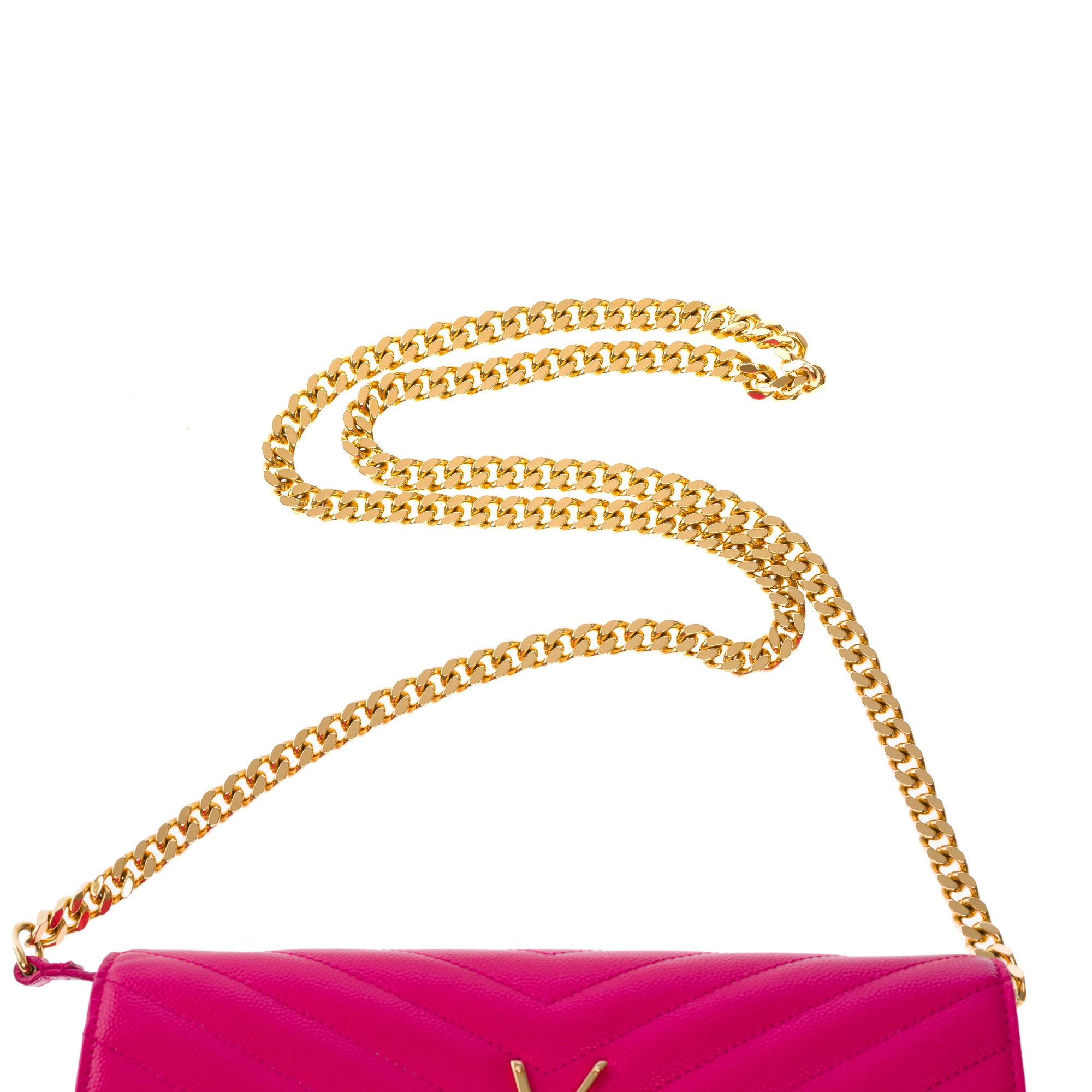 Nouveau YSL Pochette Cassandre sac à bandoulière classique en cuir rose, GHW 5